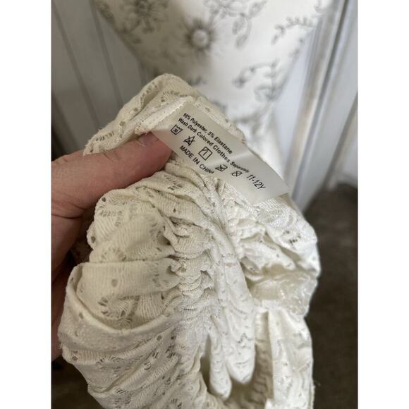 Vintage Cream White Heart Sheer Top Tunic Dress Y2K Fairy Size Small - Picture 4 of 4